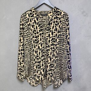 Investments Leopard Animal Print Blouse - Size Large - Boyfriend Cut Hem